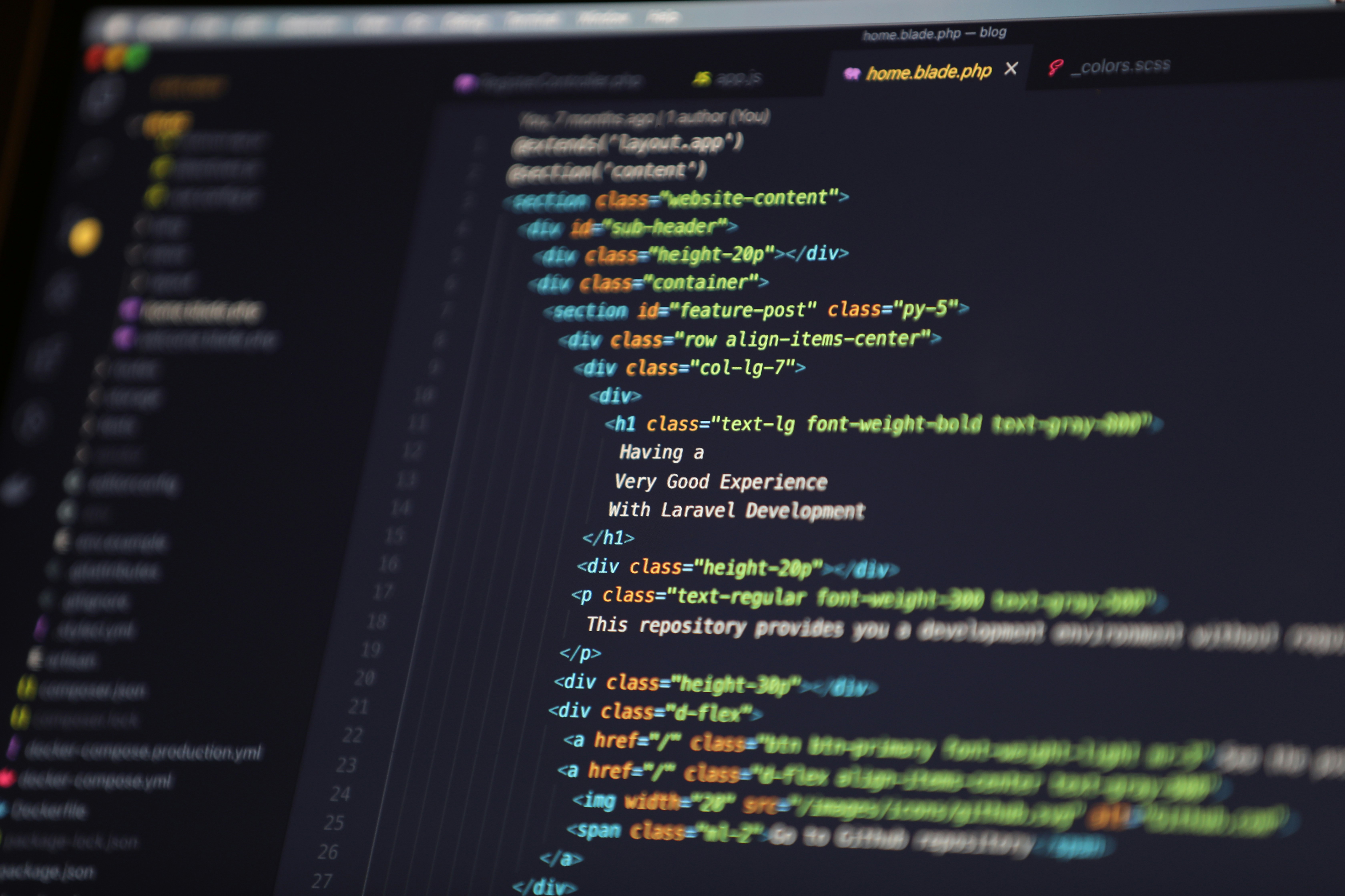 Code editor on screen — clean architecture, modern tooling in action
